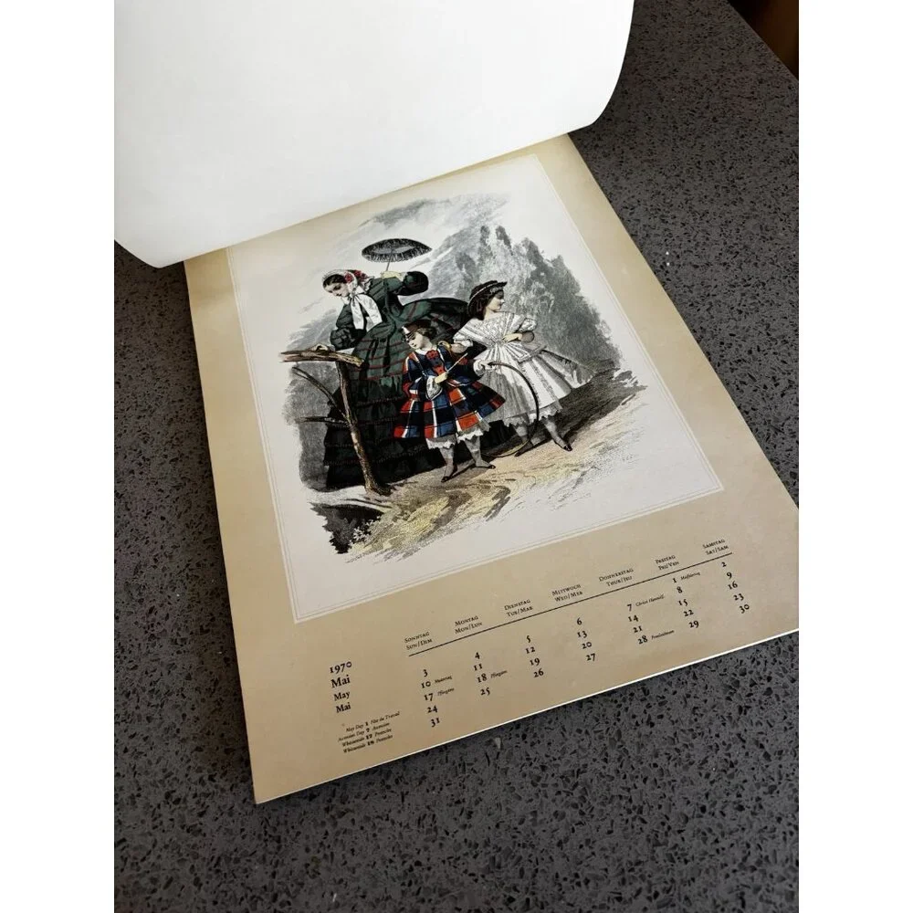 Vintage 1970 West Germany World Of Fashion Adolf Korsch 19th Century Calendar